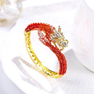 ~FREE WITH PURCHASE~ Dragon Gold-Plated Rhinestone Bangle